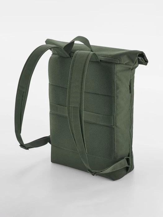 Magnet roll-top closure recycled backpack