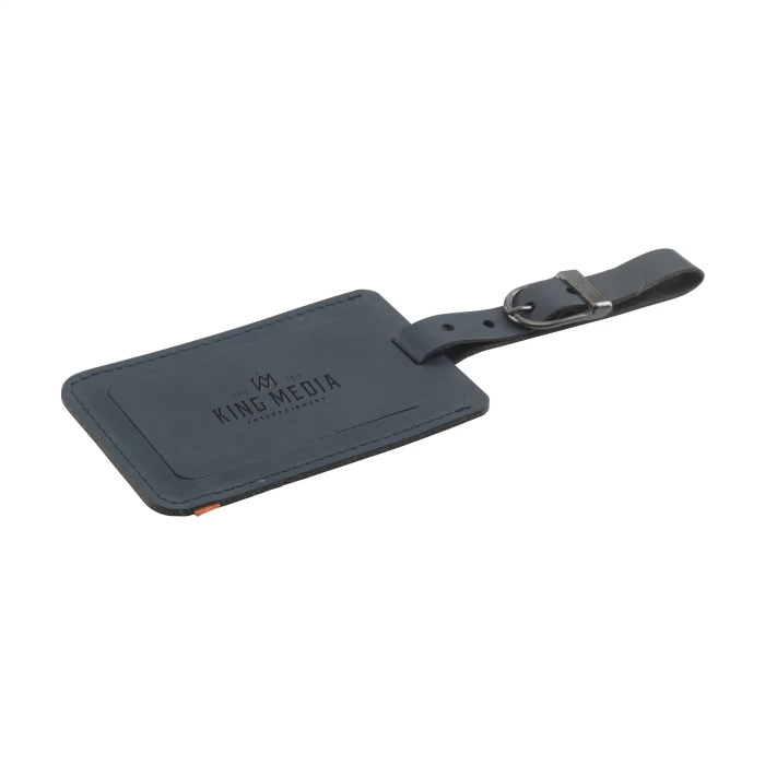 European recycled leather luggage tag