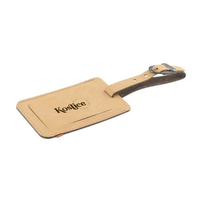 European recycled leather luggage tag