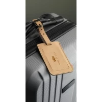 European recycled leather luggage tag