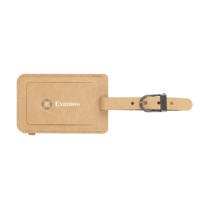 European recycled leather luggage tag