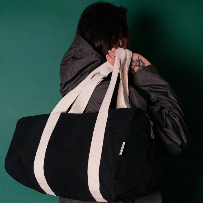 Recycled cotton duffle bag