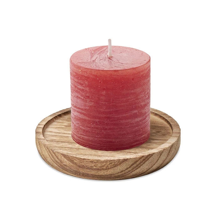 Aromatic candle & wood plate