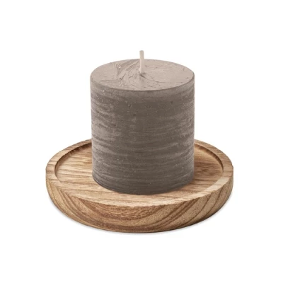 Aromatic candle & wood plate