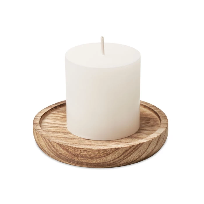 Aromatic candle & wood plate