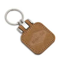 Recycled label keyring from jean