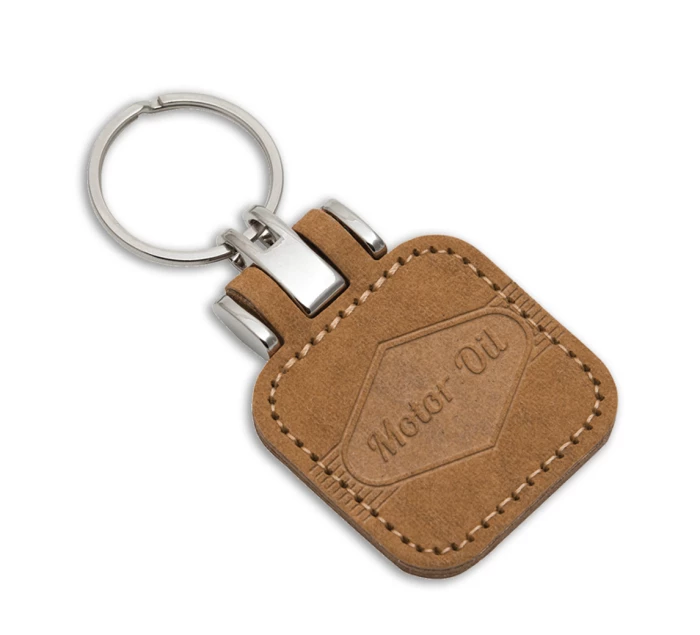 Recycled label keyring from jean