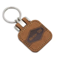 Recycled label keyring from jean