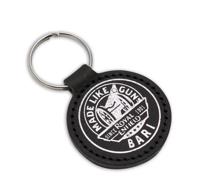 Recycled label keyring from jean