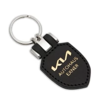 Recycled label keyring from jean