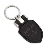 Recycled label keyring from jean