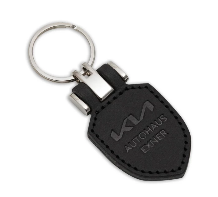 Recycled label keyring from jean