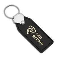 Recycled label keyring from jean