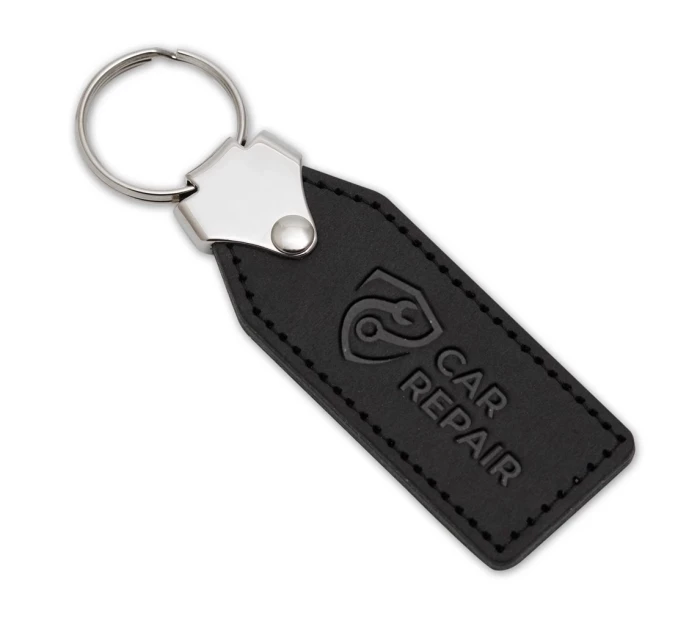 Recycled label keyring from jean