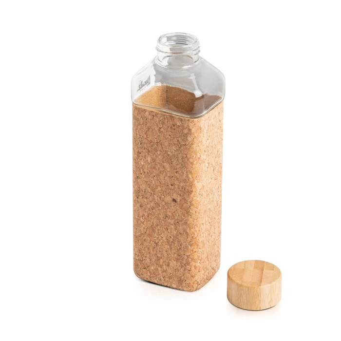 Glass, cork & bamboo bottle 640ml