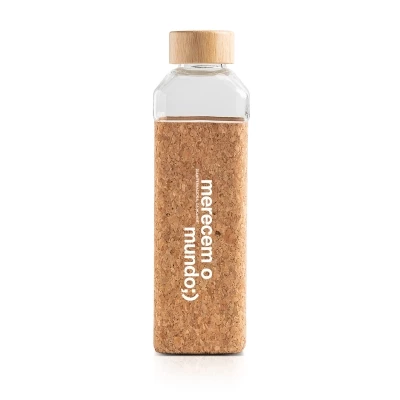 Glass, cork & bamboo bottle 640ml