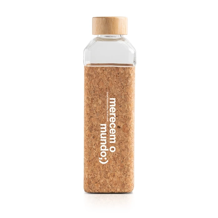 Glass, cork & bamboo bottle 640ml