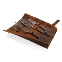 Cheese knives leather set