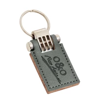 Rectangular apple leather key ring