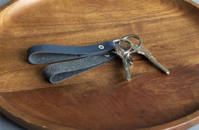 Recycled leather keyrings